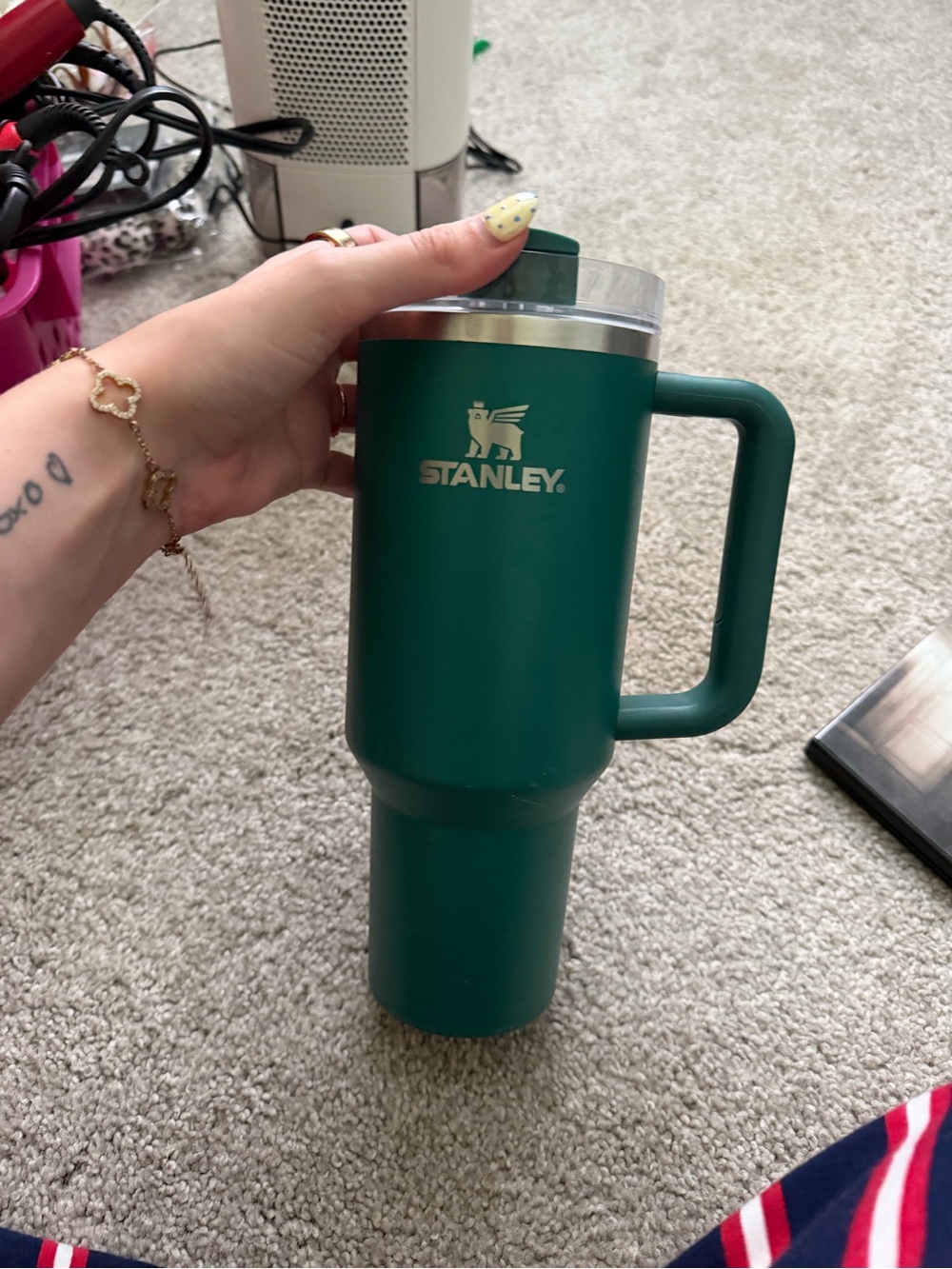 Stanley Forest Green Insulated Travel Tumbler with Handle